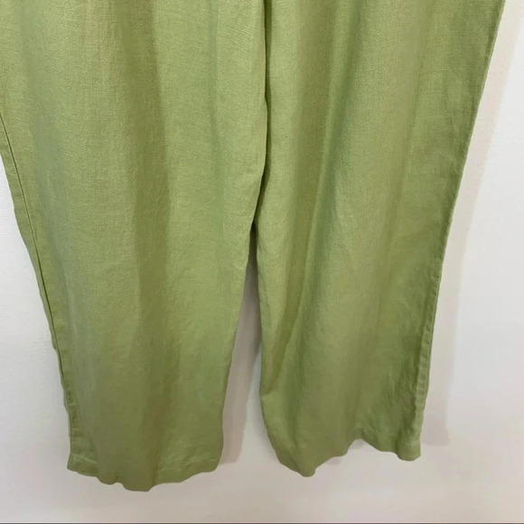 JM Collection Linen Pants Woman Size 12  Green Pockets Elastic Back Lightweight - Picture 5 of 11